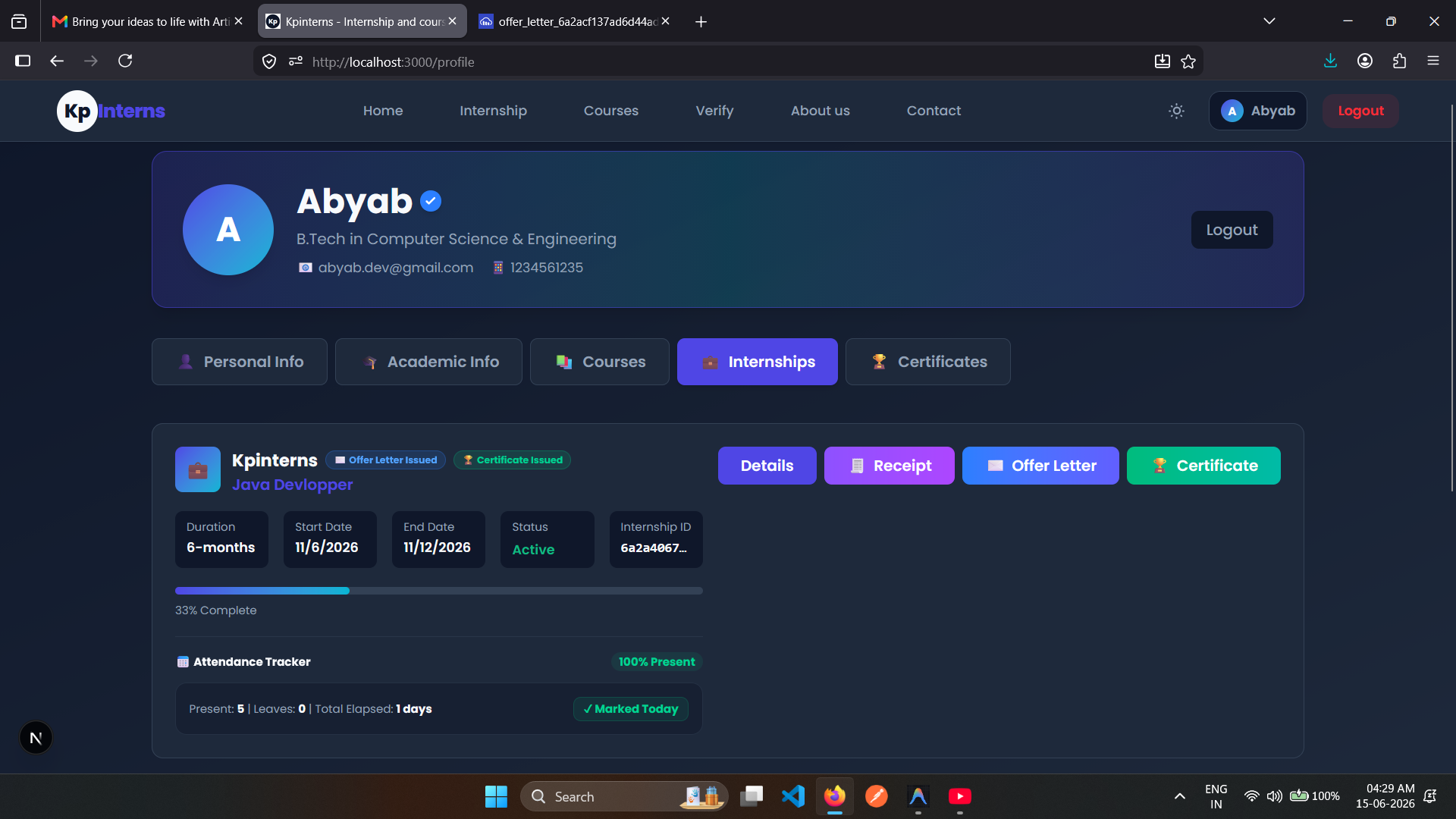 Student Profile Dashboard Format